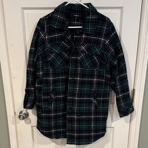 Torrid Dark Green and Black Plaid Shacket